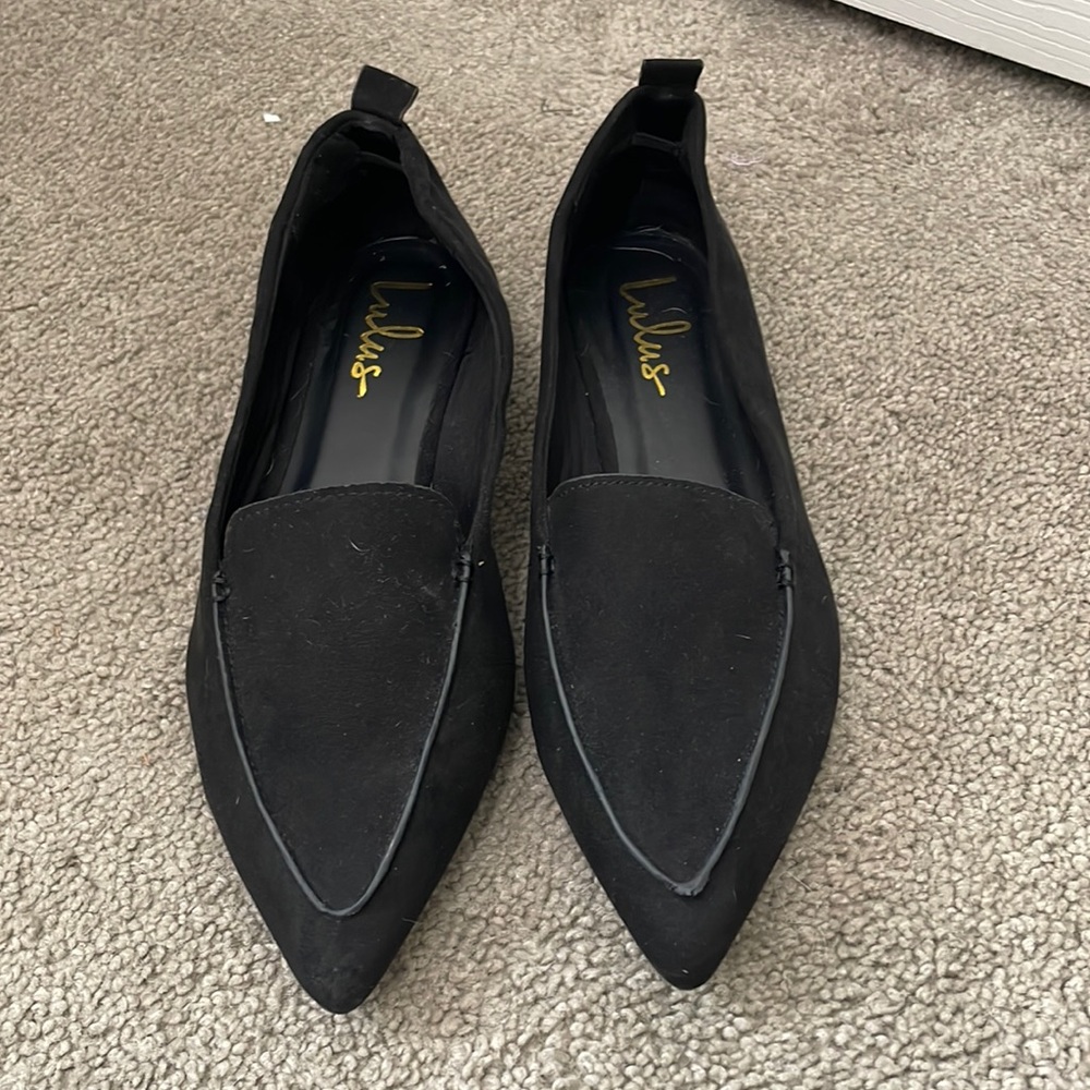 NWOT Lulu’s Emmy Black Suede Pointed Toe Loafers